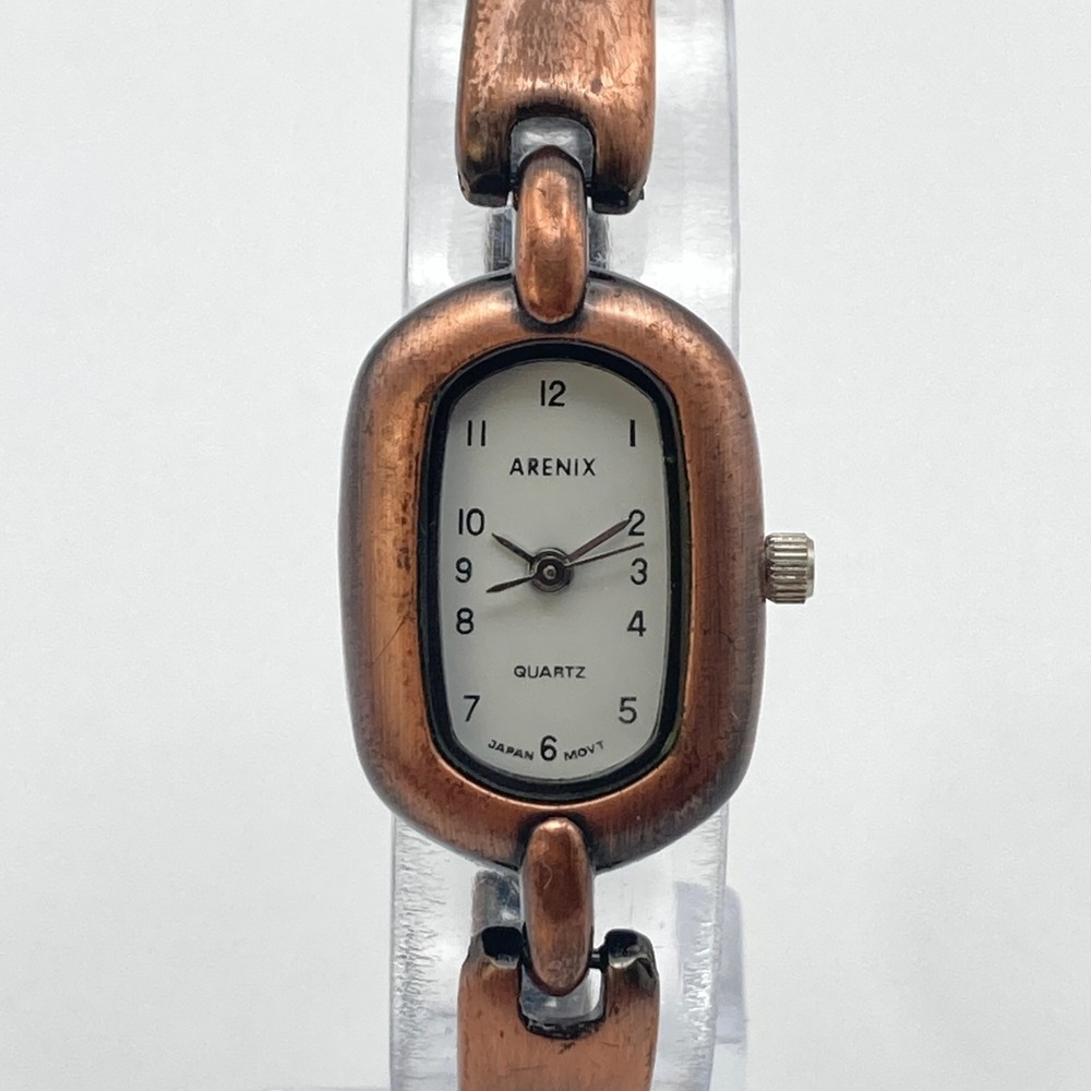 Arenix Women's Watch Copper Tone 18mm Oval New Battery SMALL 6"
